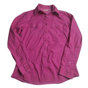 3477‎ Rockies Women's Long Sleeve Pearl Snap Shirt Western Size Medium Pink